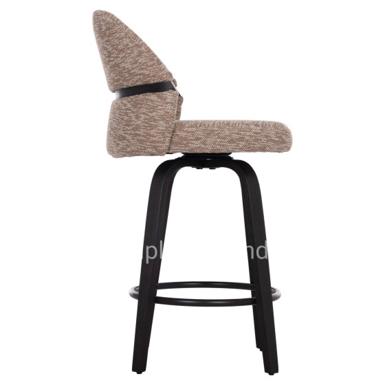 BAR STOOL SWIVEL DEKKER HM18250.02 PLYWOOD IN BLACK--FABRIC IN BROWN 48x54x96Hcm.