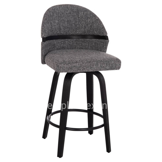 BAR STOOL SWIVEL DEKKER HM18250.03 PLYWOOD IN BLACK--FABRIC IN GREY 48x54x96Hcm.