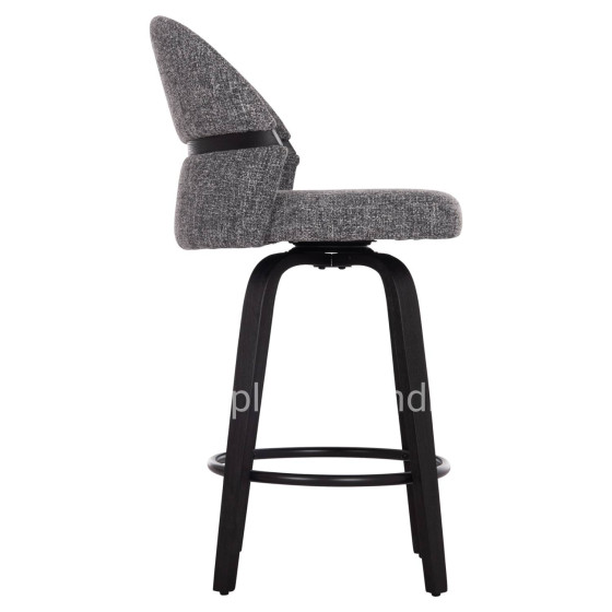 BAR STOOL SWIVEL DEKKER HM18250.03 PLYWOOD IN BLACK--FABRIC IN GREY 48x54x96Hcm.