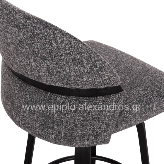 BAR STOOL SWIVEL DEKKER HM18250.03 PLYWOOD IN BLACK--FABRIC IN GREY 48x54x96Hcm.