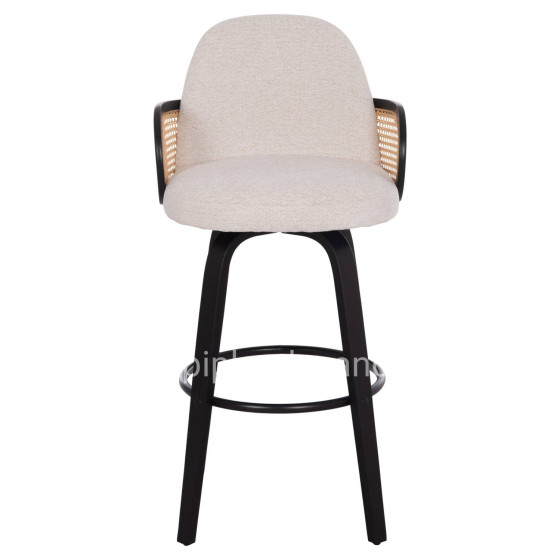 BAR STOOL SWIVEL BECKER HM18251.02 PLYWOOD IN BLACK--FABRIC IN ECRU 50x52x100Hcm.
