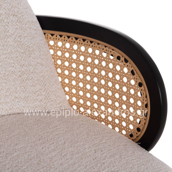 BAR STOOL SWIVEL BECKER HM18251.02 PLYWOOD IN BLACK--FABRIC IN ECRU 50x52x100Hcm.