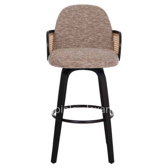 BAR STOOL SWIVEL BECKER HM18251.03 PLYWOOD IN BLACK--FABRIC IN BROWN 50x52x100Hcm.