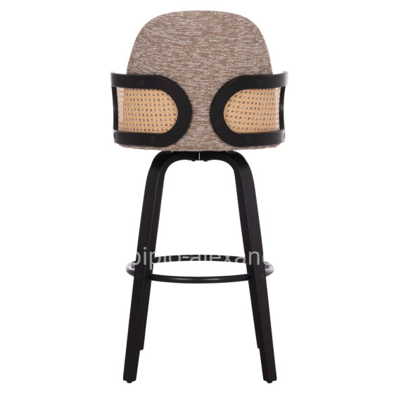 BAR STOOL SWIVEL BECKER HM18251.03 PLYWOOD IN BLACK--FABRIC IN BROWN 50x52x100Hcm.
