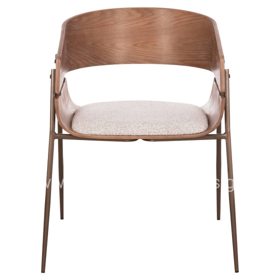 DINING ARMCHAIR KRILL HM18254.01 PLYWOOD IN WHITEWASH--META LEGS IN COPPER COLOR 55.5x55x72Hcm.