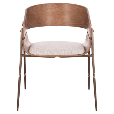 DINING ARMCHAIR KRILL HM18254.01 PLYWOOD IN WHITEWASH--META LEGS IN COPPER COLOR 55.5x55x72Hcm.