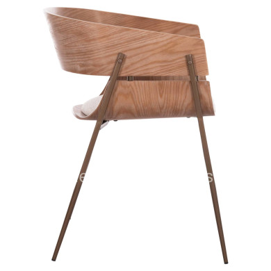 DINING ARMCHAIR KRILL HM18254.01 PLYWOOD IN WHITEWASH--META LEGS IN COPPER COLOR 55.5x55x72Hcm.