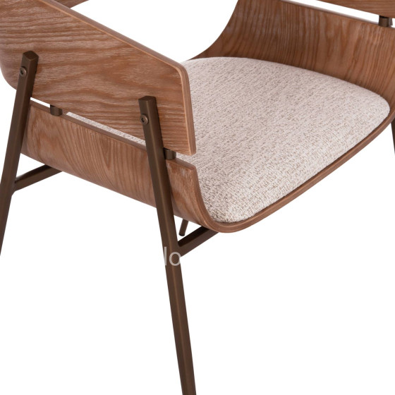DINING ARMCHAIR KRILL HM18254.01 PLYWOOD IN WHITEWASH--META LEGS IN COPPER COLOR 55.5x55x72Hcm.