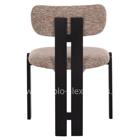 DINING CHAIR KARVO HM18252.03 FABRIC IN BROWN--WOOD IN BLACK 57x50x78.5Hcm.