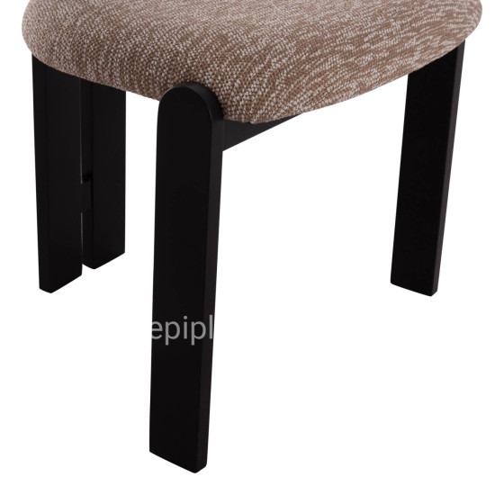 DINING CHAIR KARVO HM18252.03 FABRIC IN BROWN--WOOD IN BLACK 57x50x78.5Hcm.