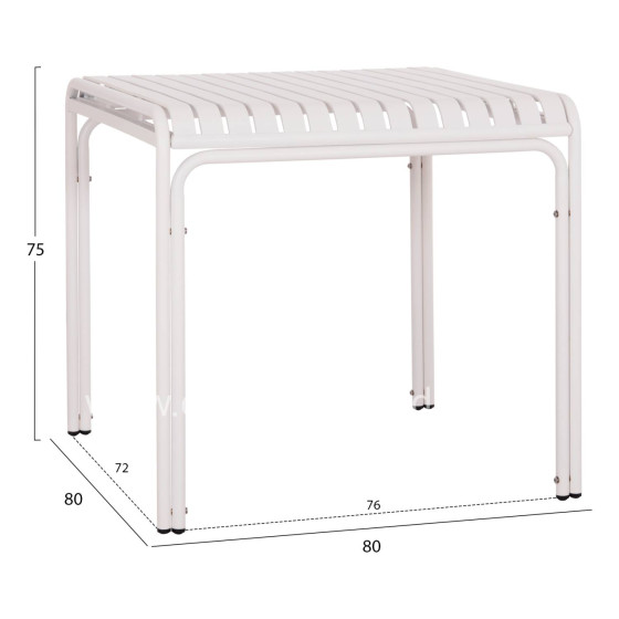 OUTDOOR SQUARE ALUMINUM TABLE RACHEL HM6338.02 WHITE COLOR 80x80x75Hcm.