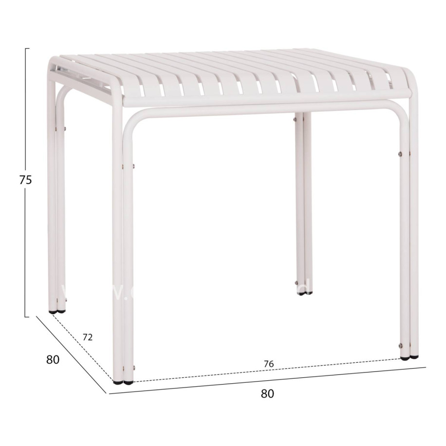 OUTDOOR SQUARE ALUMINUM TABLE RACHEL HM6338.02 WHITE COLOR 80x80x75Hcm.