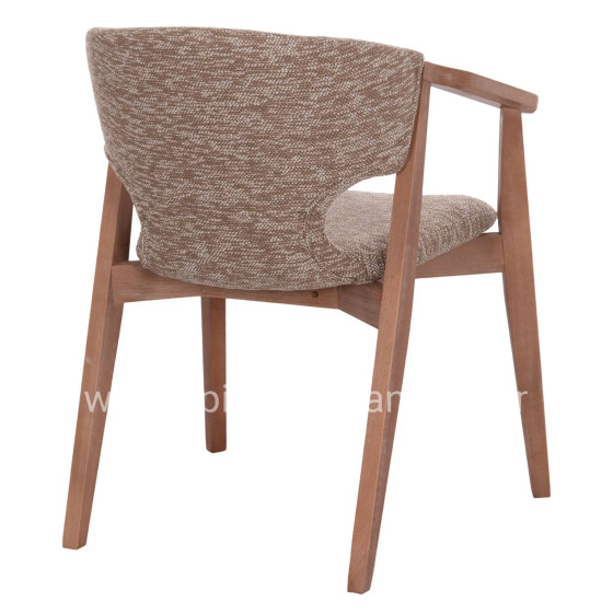DINING ARMCHAIR YEGER HM9995.03 BEECH WOOD IN WHITEWASH-BROWN FABRIC 59x58x78Hcm.