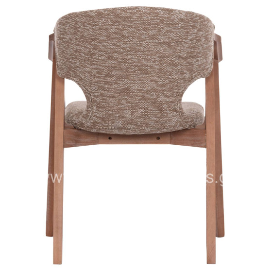 DINING ARMCHAIR YEGER HM9995.03 BEECH WOOD IN WHITEWASH-BROWN FABRIC 59x58x78Hcm.