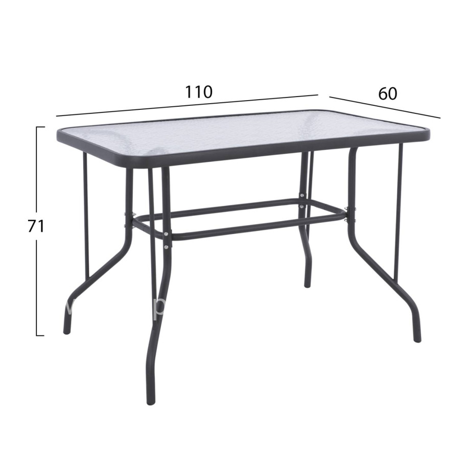 OUTDOOR DINING SET 5PCS ADAM HM21219 METAL CHAIRS & TABLE 110x60 GREY