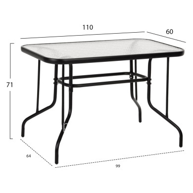 OUTDOOR DINING SET 5PCS ADAM HM21219.01 METAL CHAIRS & TABLE 110x60 BLACK