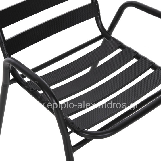 OUTDOOR DINING SET 5PCS ADAM HM21219.01 METAL CHAIRS & TABLE 110x60 BLACK