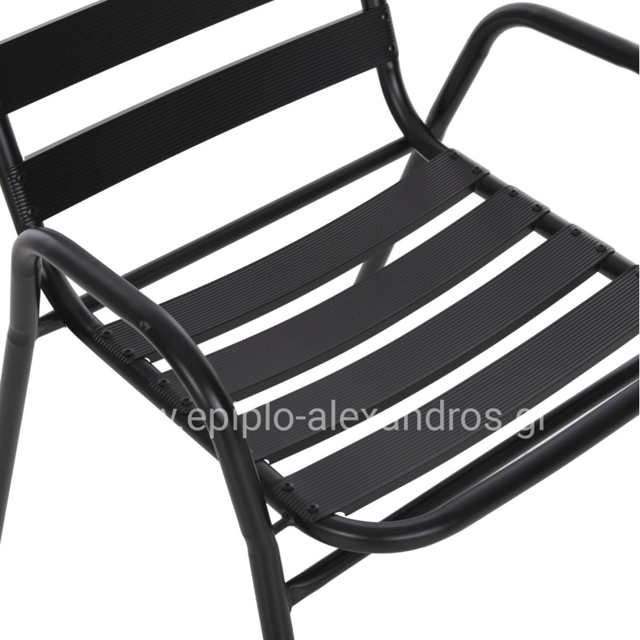 OUTDOOR DINING SET 5PCS ADAM HM21219.01 METAL CHAIRS & TABLE 110x60 BLACK