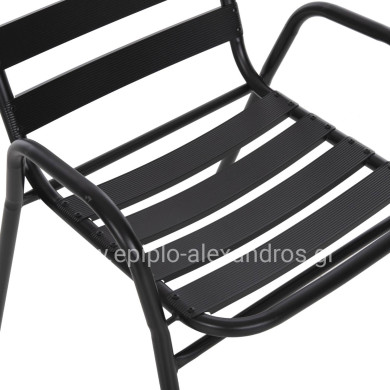 OUTDOOR DINING SET 5PCS ADAM HM21219.01 METAL CHAIRS & TABLE 110x60 BLACK
