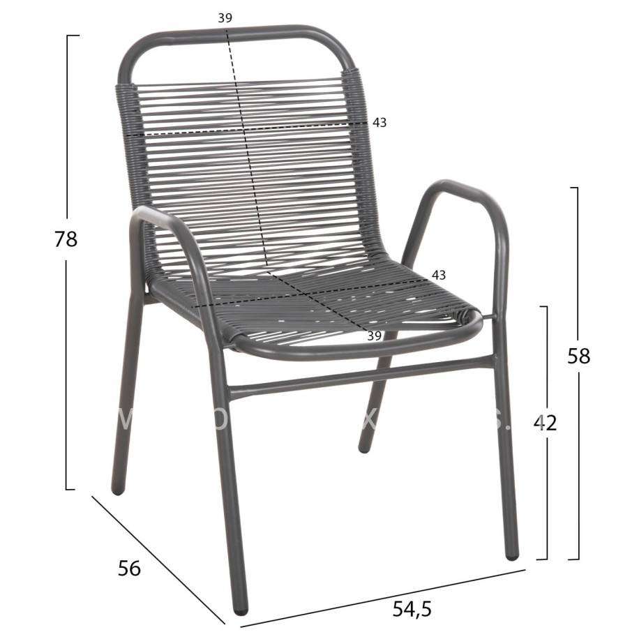 OUTDOOR DINING SET 5PCS AVRIL HM21221 METAL CHAIRS & TABLE 110x60 GREY
