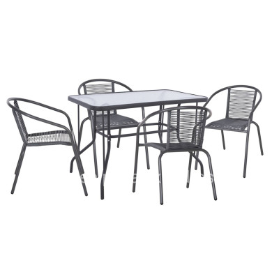 OUTDOOR DINING SET 5PCS SWIFTER HM21222 METAL CHAIRS & TABLE 110x60 GREY