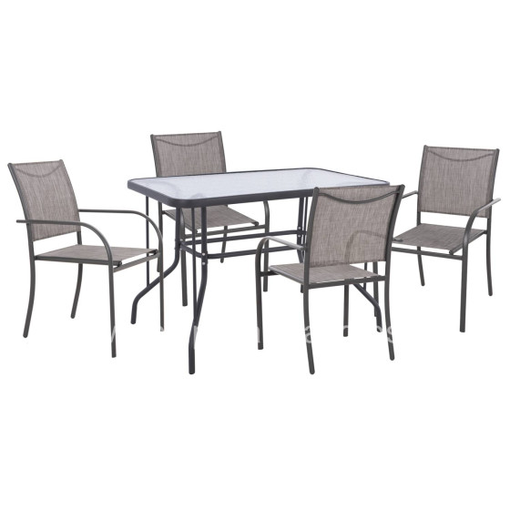 OUTDOOR DINING SET 5PCS REDAN HM21223 TABLE & 4 ARMCHAIRS IN GREY