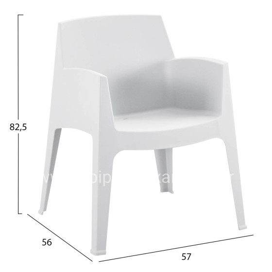 POLYPROPYLENE ARMCHAIR SLEEK HM6370.01 WHITE 68x63x82.5Hcm.