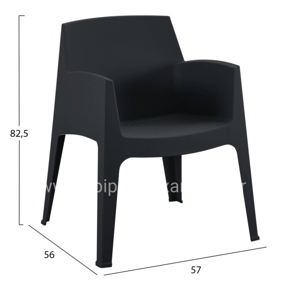 POLYPROPYLENE ARMCHAIR SLEEK HM6370.02 BLACK 68x63x82.5Hcm.