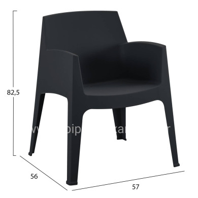 POLYPROPYLENE ARMCHAIR SLEEK HM6370.02 BLACK 68x63x82.5Hcm.