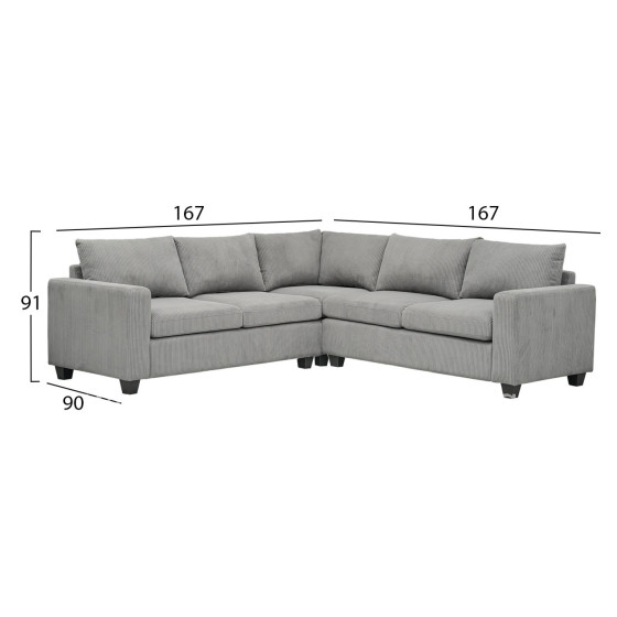 CORNER SOFA CALDER HM3286.01 GREY FABRIC 254x254x90(seat)x91Hcm.