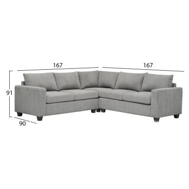CORNER SOFA CALDER HM3286.01 GREY FABRIC 254x254x90(seat)x91Hcm.