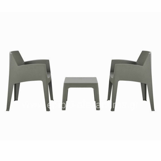 ΣΕΤ 3ΤΜΧ ΠΟΛΥΠΡΟΠΥΛΕΝΙΟΥ SLEEK HM21267.05 ΤΡΑΠΕΖΑΚΙ & 2 ΠΟΛΥΘΡΟΝΕΣ-DARK OLIVE GREEN