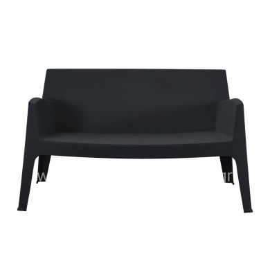 POLYPROPYLENE 2-SEATER SOFA SLEEK HM6366.02 BLACK COLOR 133x68x73Hcm.