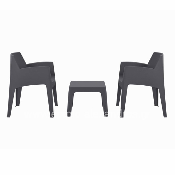 ΣΕΤ 3ΤΜΧ ΠΟΛΥΠΡΟΠΥΛΕΝΙΟΥ SLEEK HM21267.10 ΤΡΑΠΕΖΑΚΙ & 2 ΠΟΛΥΘΡΟΝΕΣ-ΓΚΡΙ