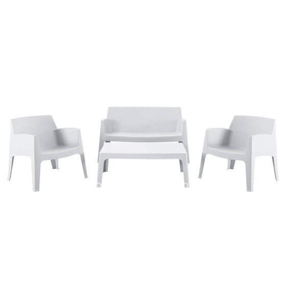 LOUNGE SET 4PCS SLEEK HM21268.01 WHITE POLYPROPYLENE