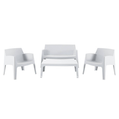 LOUNGE SET 4PCS SLEEK HM21268.01 WHITE POLYPROPYLENE