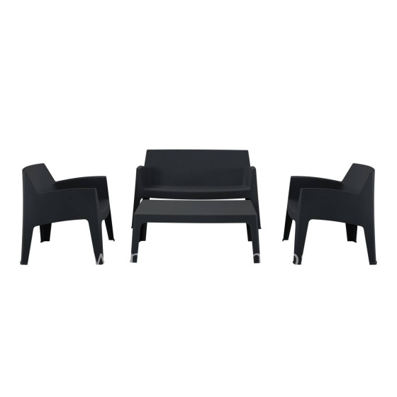 ΣΕΤ ΣΑΛΟΝΙ ΕΞ.ΧΩΡΟΥ 4ΤΜΧ SLEEK HM21268.02 ΜΑΥΡΟ ΠΟΛΥΠΡΟΠΥΛΕΝΙΟ