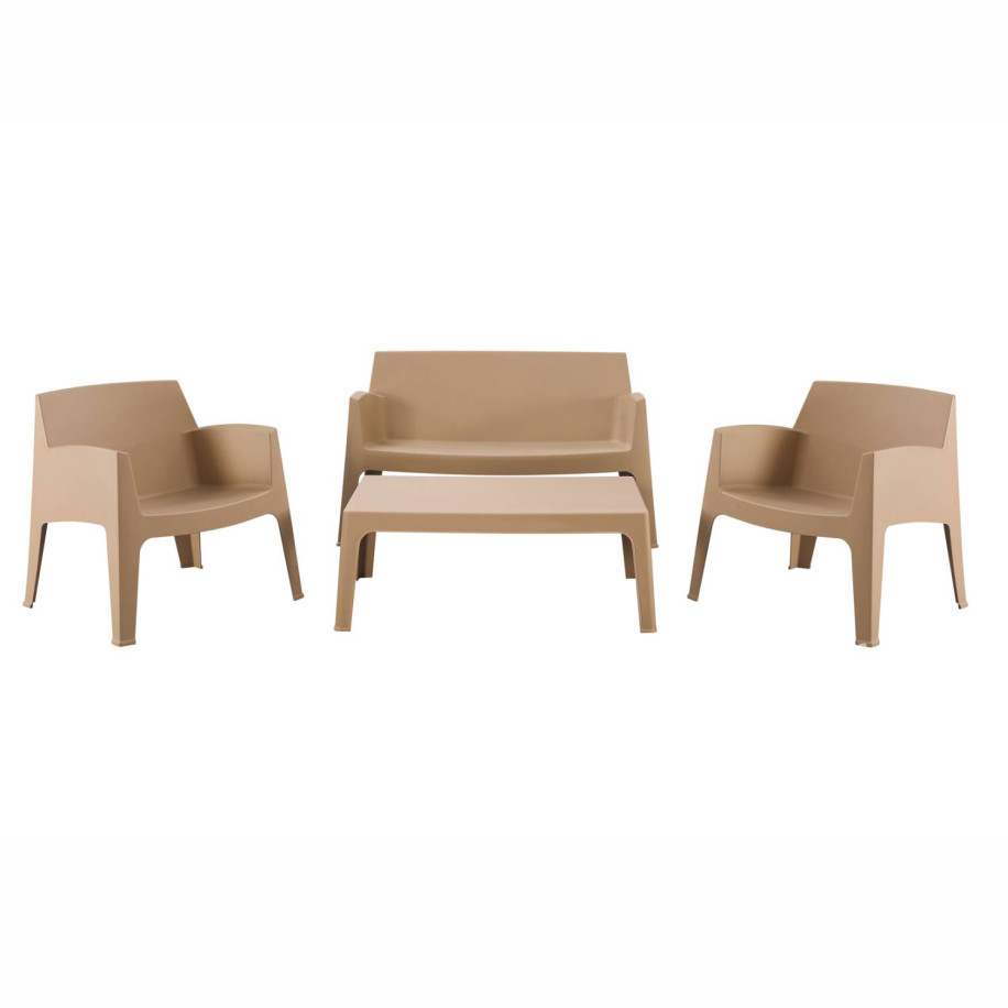 LOUNGE SET 4PCS SLEEK HM21268.03 CAPPUCCINO POLYPROPYLENE
