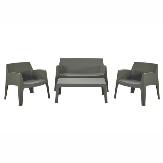 LOUNGE SET 4PCS SLEEK HM21268.05 DARK OLIVE GREEN POLYPROPYLENE