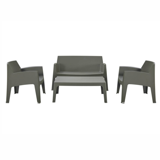 LOUNGE SET 4PCS SLEEK HM21268.05 DARK OLIVE GREEN POLYPROPYLENE