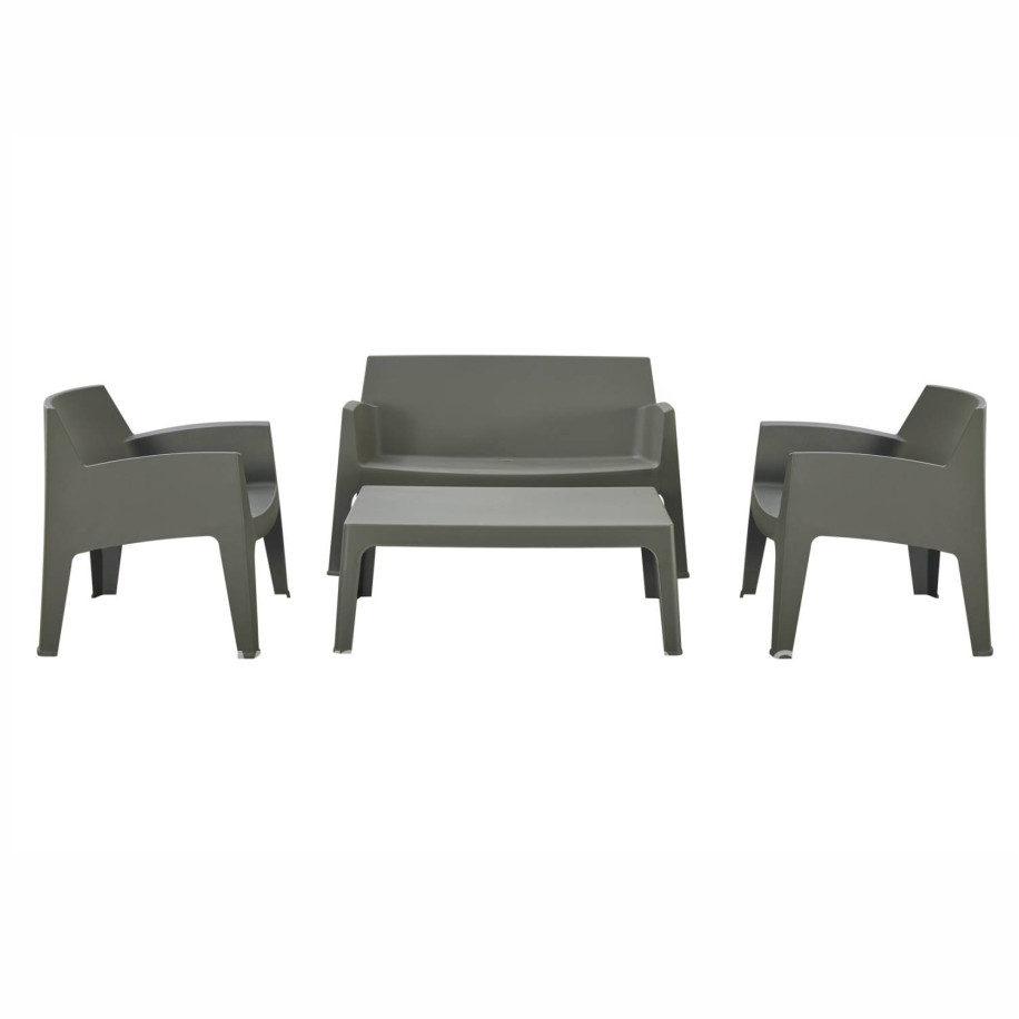 LOUNGE SET 4PCS SLEEK HM21268.05 DARK OLIVE GREEN POLYPROPYLENE