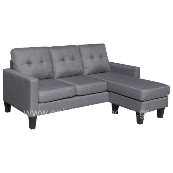 CORNER SOFA REVERSIBLE MEGGY HM3297.01 GREY FABRIC 184.5x129x86Hcm.