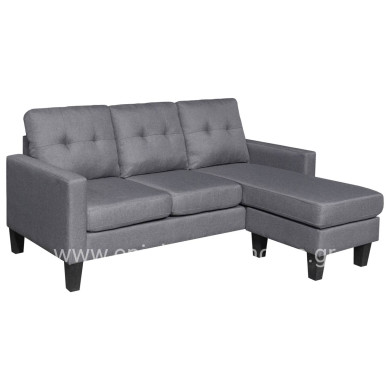 CORNER SOFA REVERSIBLE MEGGY HM3297.01 GREY FABRIC 184.5x129x86Hcm.