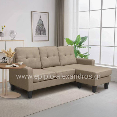 ΚΑΝΑΠΕΣ ΓΩΝΙΑ ΑΝΑΣΤΡΕΨΙΜΗ MEGGY HM3297.03 ΜΠΕΖ ΥΦΑΣΜΑ 184,5x129x86Yεκ.