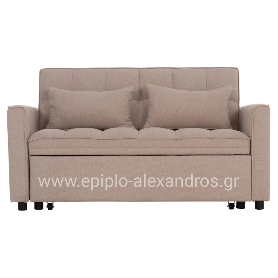 SOFA BED 2-SEATER BORG HM3289.03 BEIGE FABRIC 140x75x89Hcm.