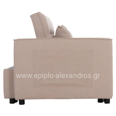 SOFA BED 2-SEATER BORG HM3289.03 BEIGE FABRIC 140x75x89Hcm.