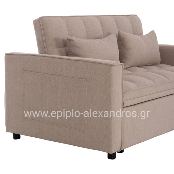 SOFA BED 2-SEATER BORG HM3289.03 BEIGE FABRIC 140x75x89Hcm.