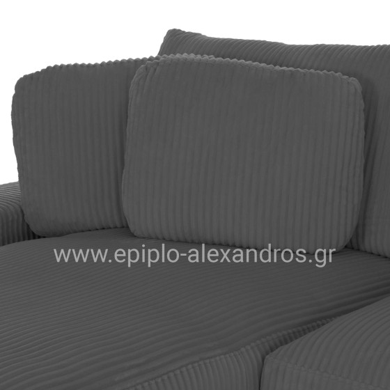 ΚΑΝΑΠΕΣ ΑΡΙΣΤΕΡΗ ΓΩΝΙΑ CRANFIELD HM3287.01L ΓΚΡΙ ΡΙΓΕ ΥΦΑΣΜΑ 315x167(γωνία)x67Υεκ.