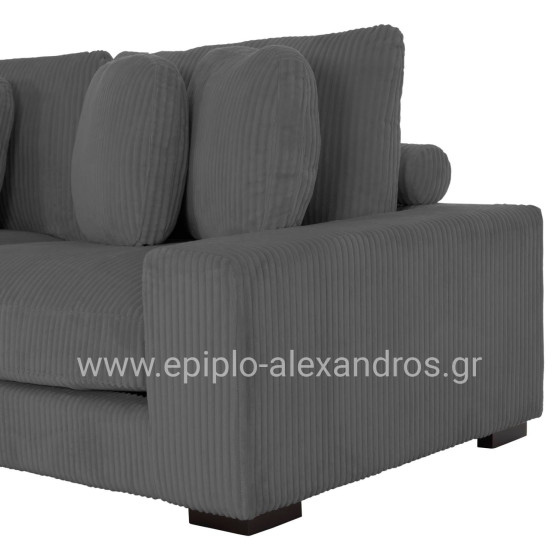CORNER SOFA LEFT CRANFIELD HM3287.01L GREY CORD FABRIC 315x167(corner)x67Hcm.