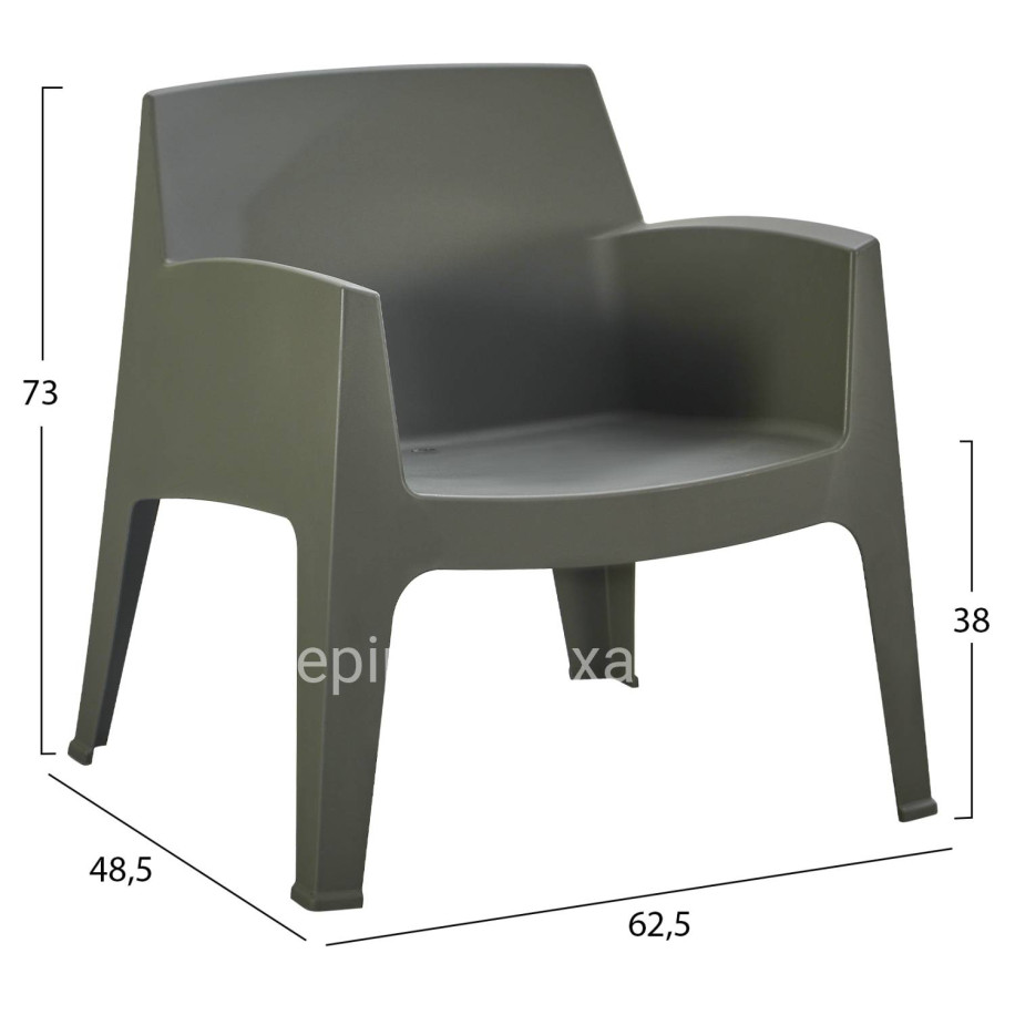 POLYPROPYLENE LOUNGE ARMCHAIR SLEEK HM6365.05 DARK OLIVE GREEN 62x68x73Hcm.